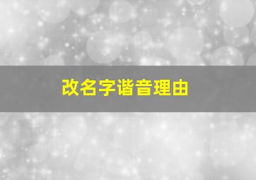 改名字谐音理由