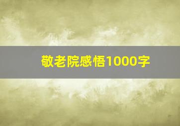 敬老院感悟1000字