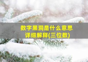 数字黑洞是什么意思详细解释(三位数)