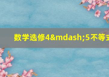 数学选修4—5不等式