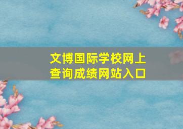 文博国际学校网上查询成绩网站入口