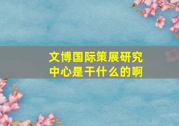 文博国际策展研究中心是干什么的啊