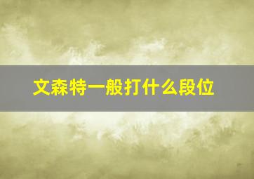 文森特一般打什么段位