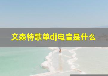 文森特歌单dj电音是什么