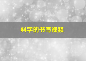 料字的书写视频