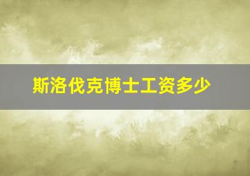 斯洛伐克博士工资多少