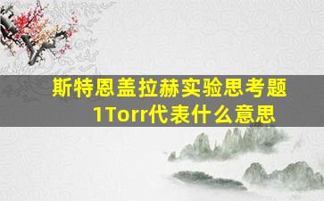 斯特恩盖拉赫实验思考题1Torr代表什么意思