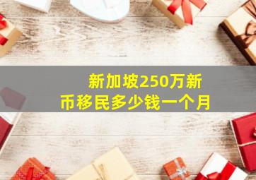 新加坡250万新币移民多少钱一个月