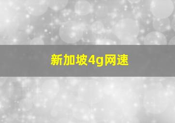 新加坡4g网速