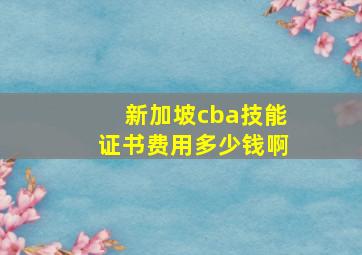 新加坡cba技能证书费用多少钱啊