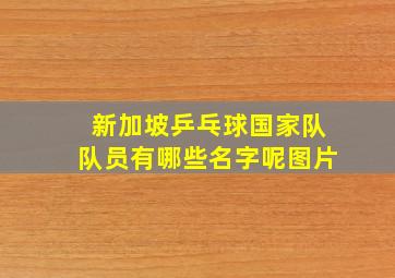 新加坡乒乓球国家队队员有哪些名字呢图片