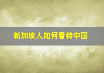 新加坡人如何看待中国