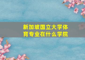 新加坡国立大学体育专业在什么学院