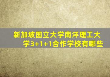 新加坡国立大学南洋理工大学3+1+1合作学校有哪些