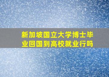 新加坡国立大学博士毕业回国到高校就业行吗