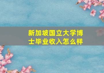 新加坡国立大学博士毕业收入怎么样