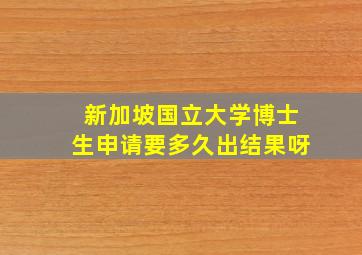 新加坡国立大学博士生申请要多久出结果呀