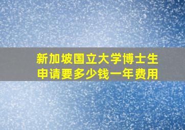 新加坡国立大学博士生申请要多少钱一年费用