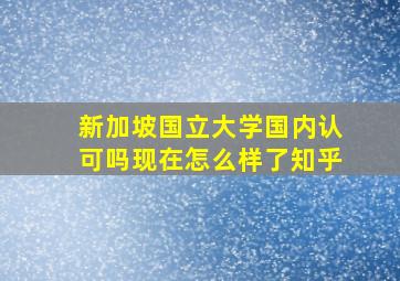 新加坡国立大学国内认可吗现在怎么样了知乎