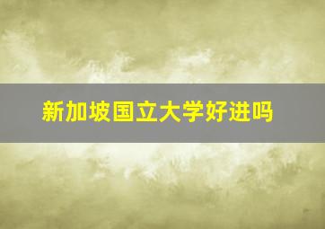 新加坡国立大学好进吗