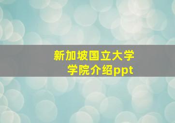 新加坡国立大学学院介绍ppt