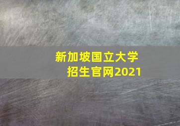 新加坡国立大学招生官网2021