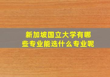 新加坡国立大学有哪些专业能选什么专业呢