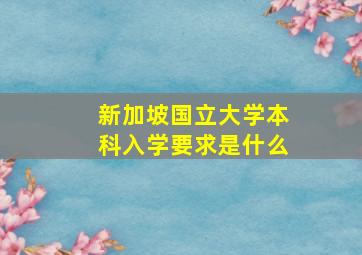 新加坡国立大学本科入学要求是什么