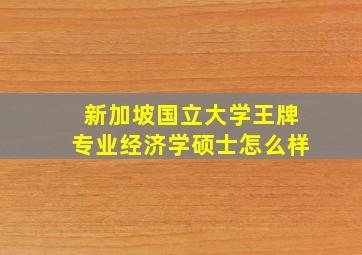 新加坡国立大学王牌专业经济学硕士怎么样