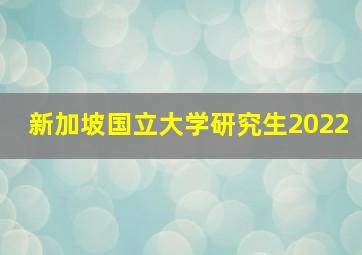 新加坡国立大学研究生2022