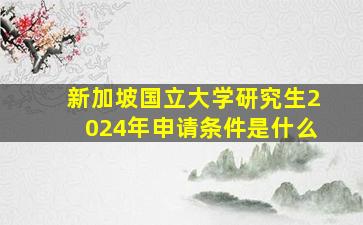 新加坡国立大学研究生2024年申请条件是什么