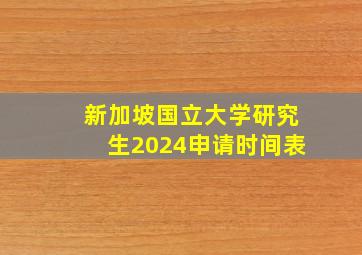 新加坡国立大学研究生2024申请时间表