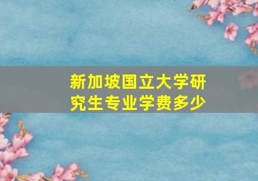 新加坡国立大学研究生专业学费多少