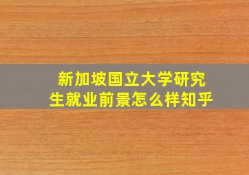 新加坡国立大学研究生就业前景怎么样知乎