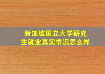 新加坡国立大学研究生就业真实情况怎么样