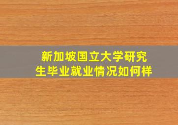 新加坡国立大学研究生毕业就业情况如何样