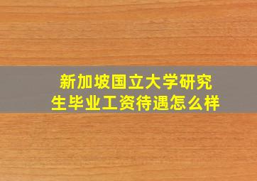 新加坡国立大学研究生毕业工资待遇怎么样