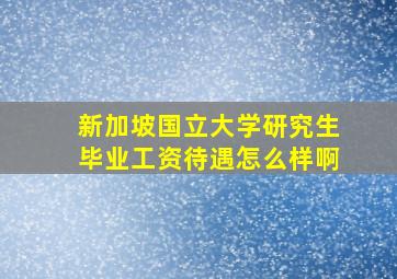 新加坡国立大学研究生毕业工资待遇怎么样啊