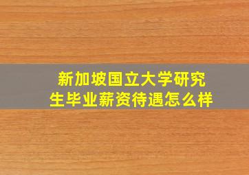 新加坡国立大学研究生毕业薪资待遇怎么样