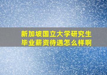 新加坡国立大学研究生毕业薪资待遇怎么样啊