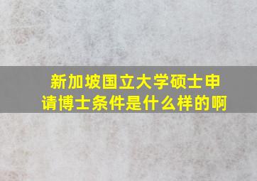 新加坡国立大学硕士申请博士条件是什么样的啊