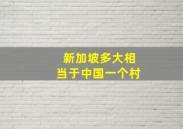 新加坡多大相当于中国一个村