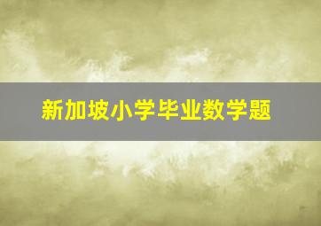 新加坡小学毕业数学题