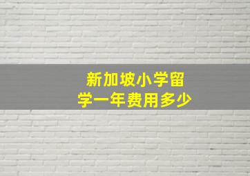 新加坡小学留学一年费用多少