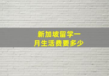 新加坡留学一月生活费要多少