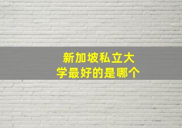 新加坡私立大学最好的是哪个