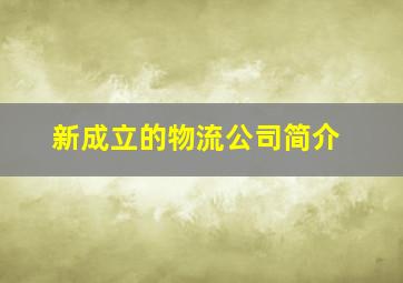 新成立的物流公司简介