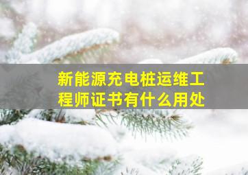 新能源充电桩运维工程师证书有什么用处