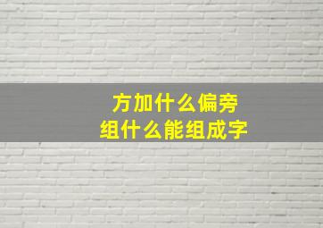 方加什么偏旁组什么能组成字