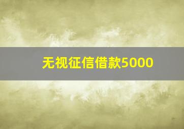 无视征信借款5000